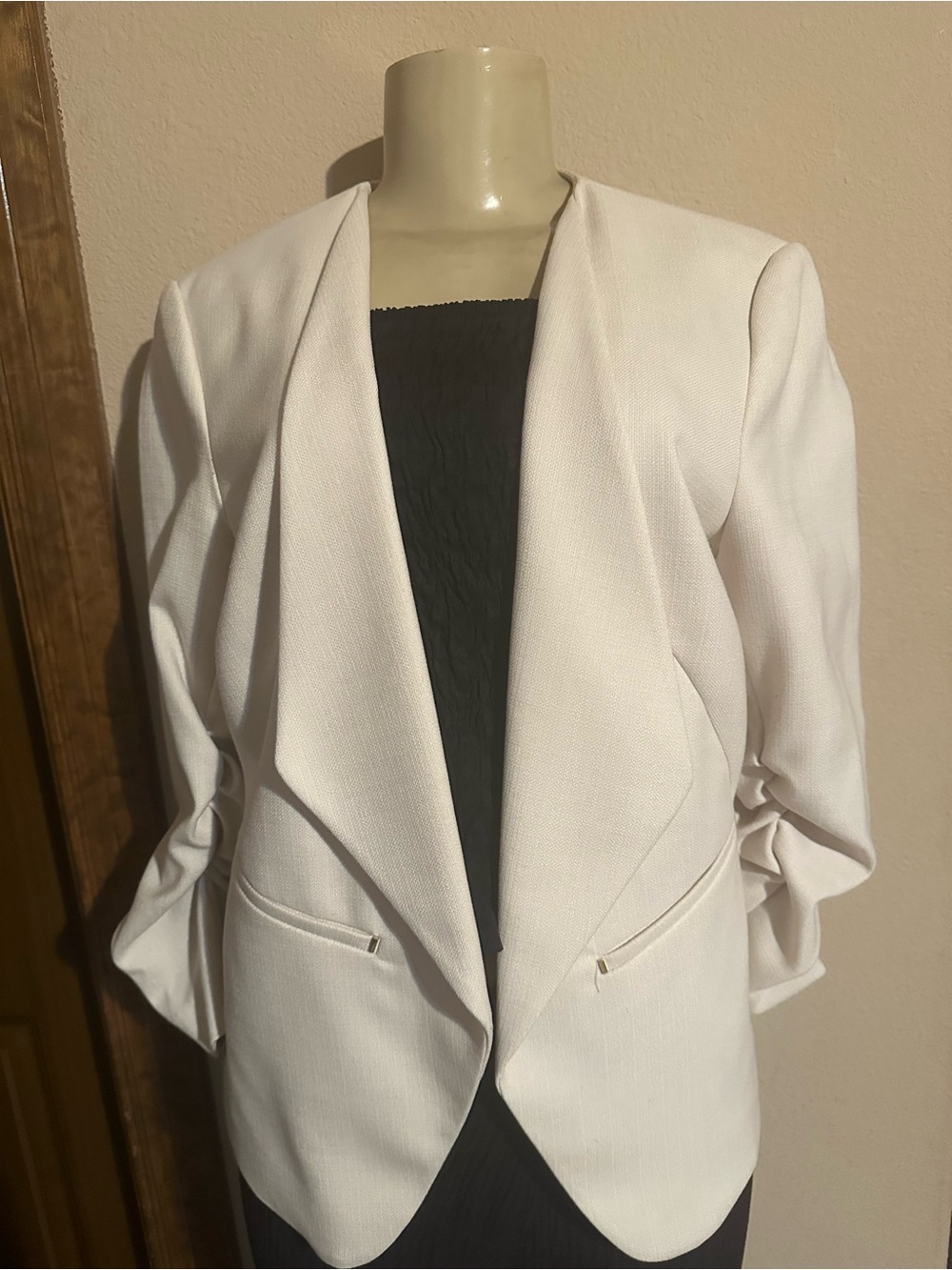 H&M Cream Open-Front Draped Blazer